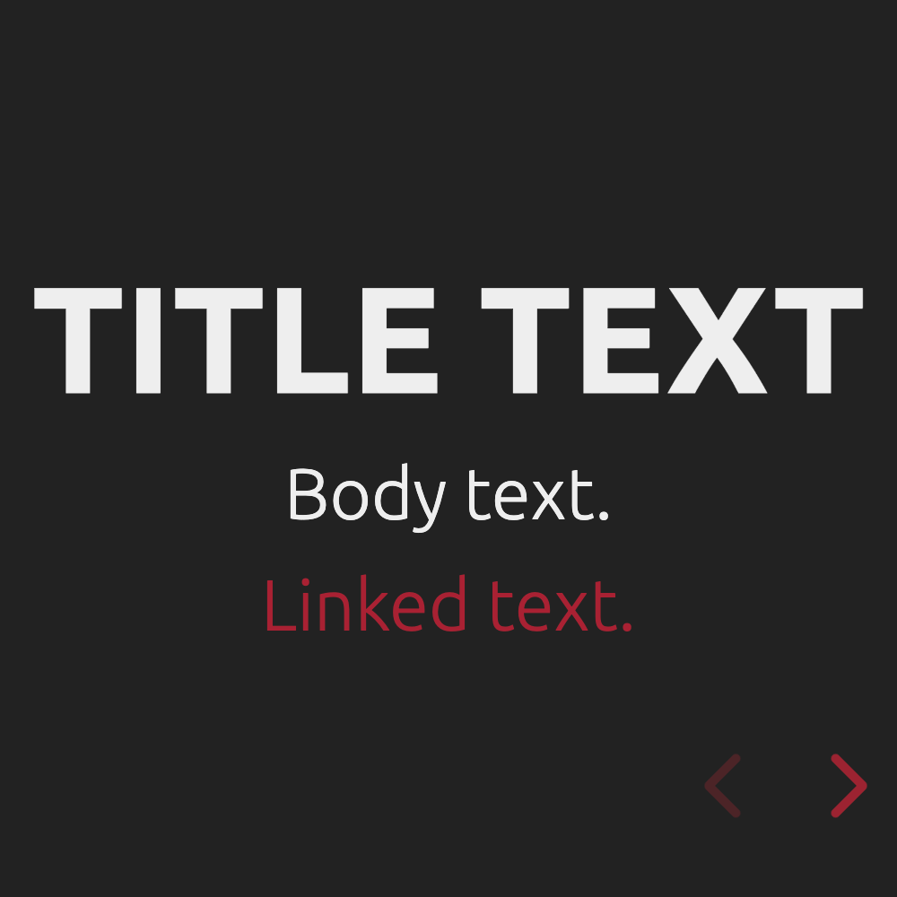 Dark background, thick white text, red links